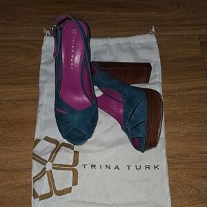 Trina Turk Women's Joni Teal Platform Heels